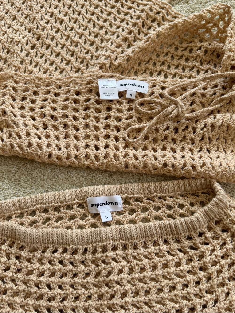 superdown Braelyn Knit Skirt Set Natural Beige Revolve Small - Picture 6 of 7